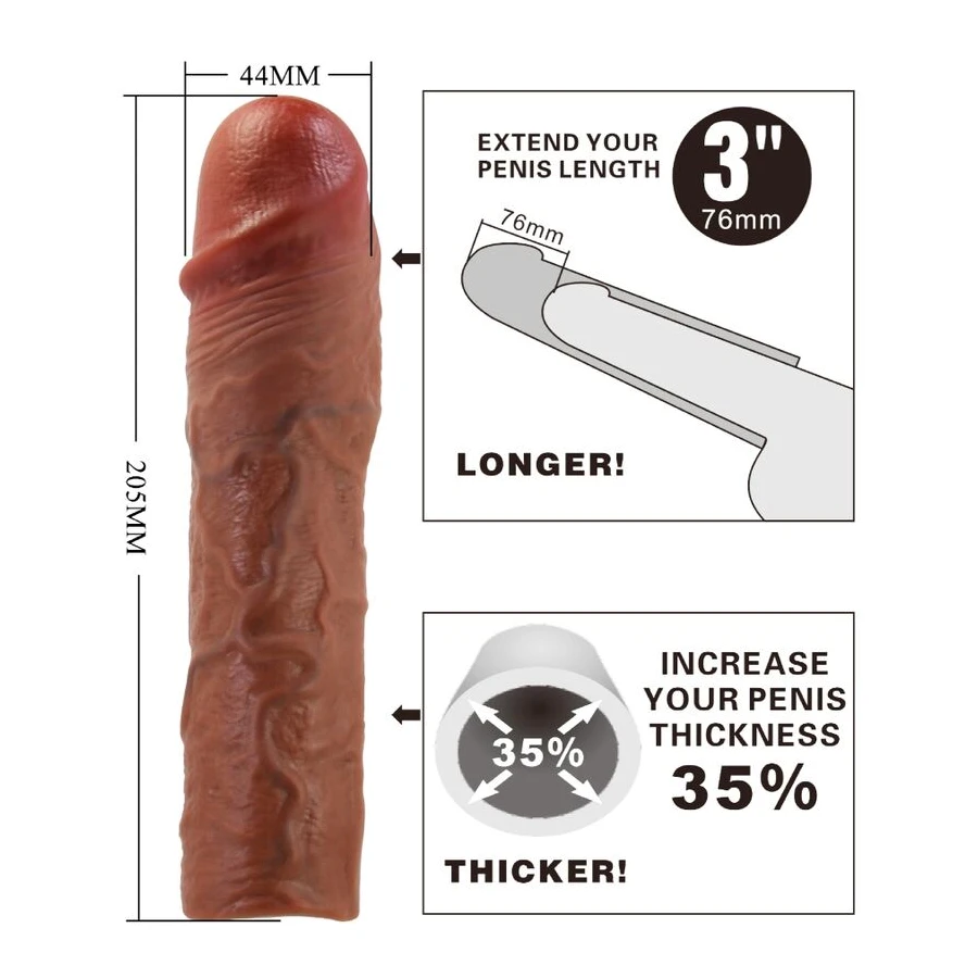 PRETTY LOVE - STEVENSON GUAINA PER PENE CON ESTENSIONE DA 7,6 CM MULATTO